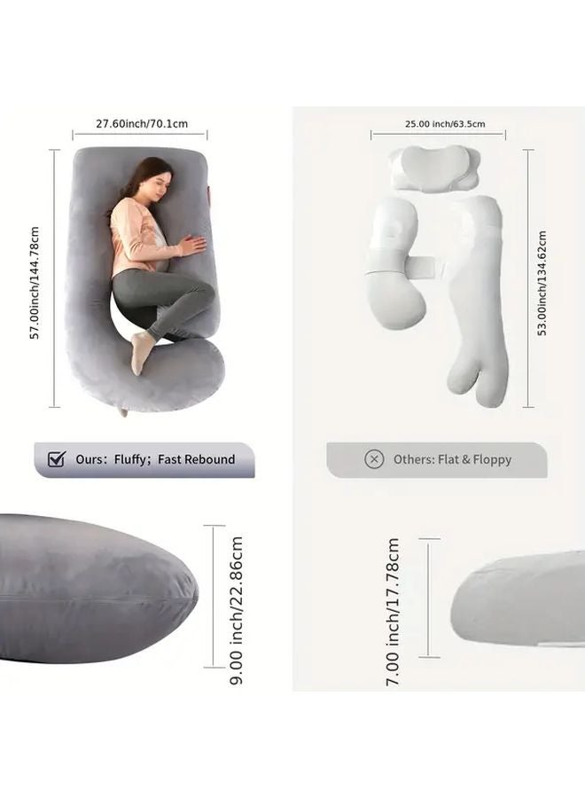 BATTOP 57 Inch J Shaped Pregnancy Pillow For Women Removable Washable Cover - Image 3